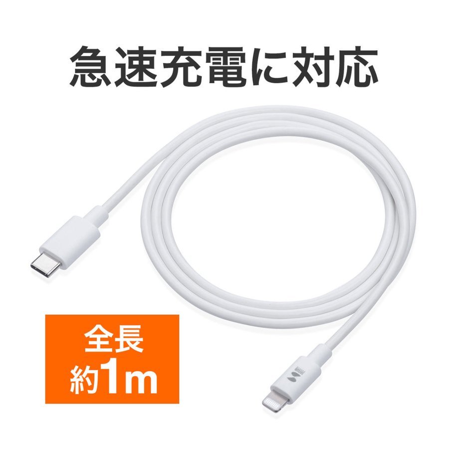 Lightningケーブル USB Type-C ライトニングケーブル iPhone iPad 充電ケーブル Apple MFi認証品 USB PD 充電 同期 1m 501-IPLM024W