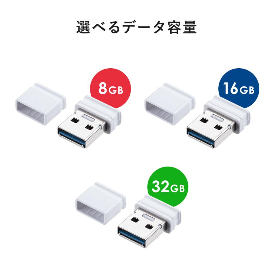 USBメモリ 16GB USB3.2 Gen1 超小型 コンパクト メモリー フラッシュ ドライブ メモリスティック 高速データ転送 キャップ式 600-3UP16GW｜sanwadirect｜10