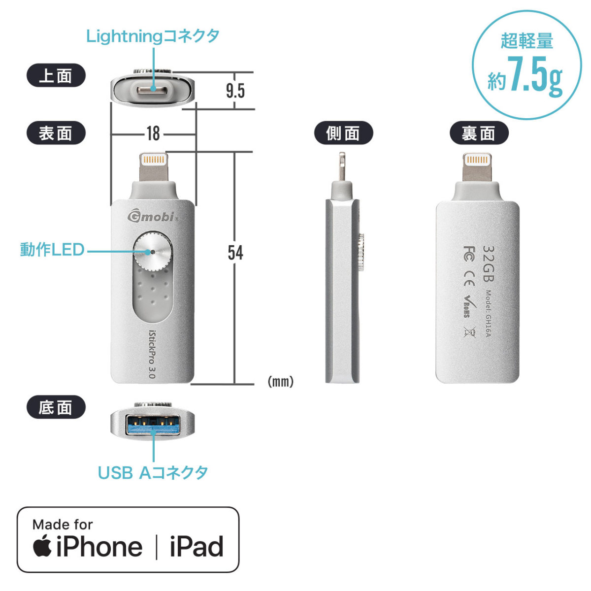 iPhone USBメモリ iPad 128GB Lightning MFi認証 バックアップ データ転送 iStickPro  :600-IPL128GA:サンワダイレクト - 通販 - Yahoo!ショッピング