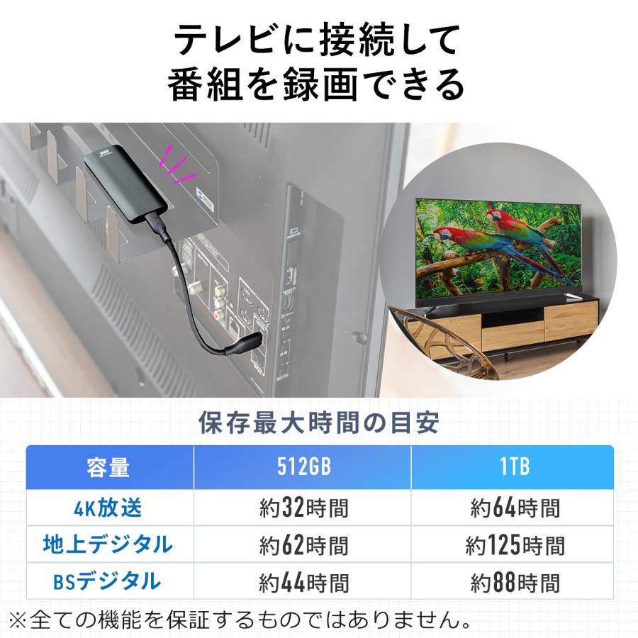 SSD 外付け 512GB ポータブルSSD USB3.2 Gen2 最大読込速度約1000MB/s 小型 テレビ録画 PS5/PS4/Xbox Series X Type-A/Type-C 600-USSDL512GB｜sanwadirect｜05