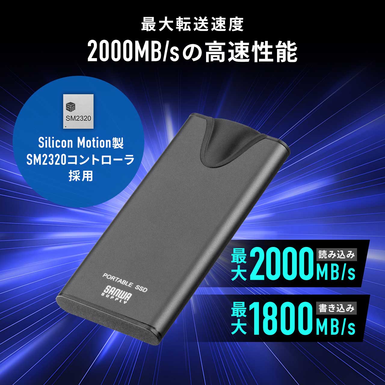 【未開封・送料込】ポータブルSSD 4TB 楽天市場】ポータブル SSD 2TB USB 3.2 Gen 2x2 転送速度 最大