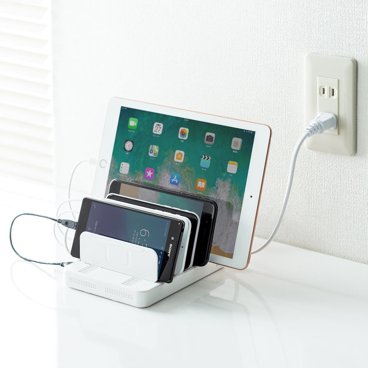 USB充電器 6ポート スマホ USB充電ステーション 充電スタンド タブレット iPhone iPad 9.6A 48W 700-AC020W｜sanwadirect｜14