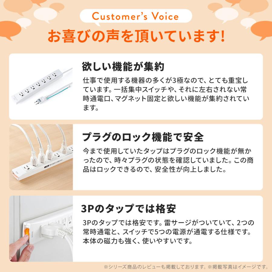 電源タップ 延長コード 2m コンセント タッ...の詳細画像3