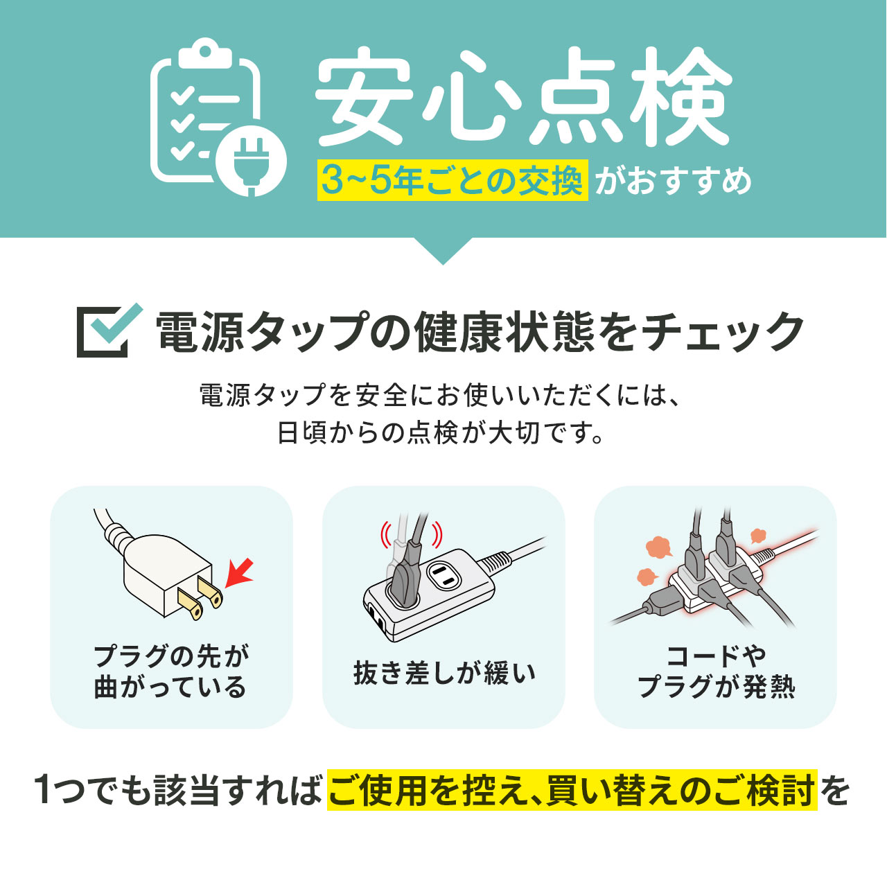 電源タップ 延長コード 3m コンセント タップ テーブルタップ マグネット 固定 抜け止め 雷ガード 3ピン 3P 一括スイッチ 節電 7個口 5個セット 700-TAP037--5_13
