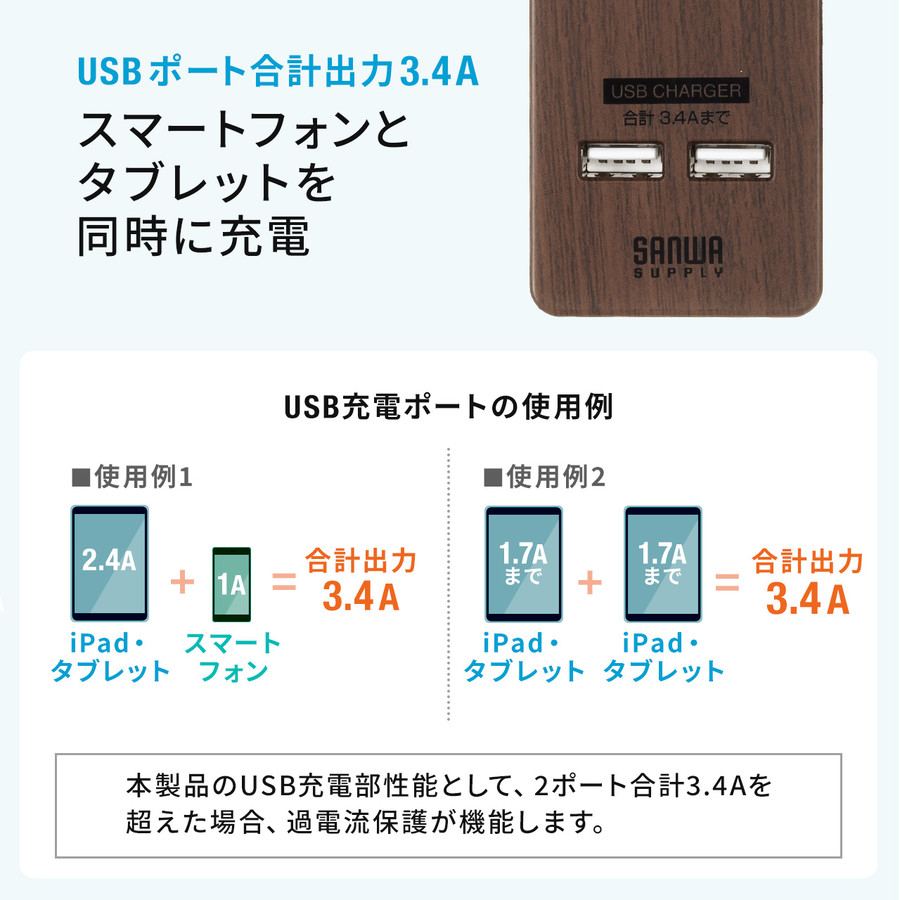 電源タップ 9個口 2m 延長コード USB付き コンセント 一括集中スイッチ