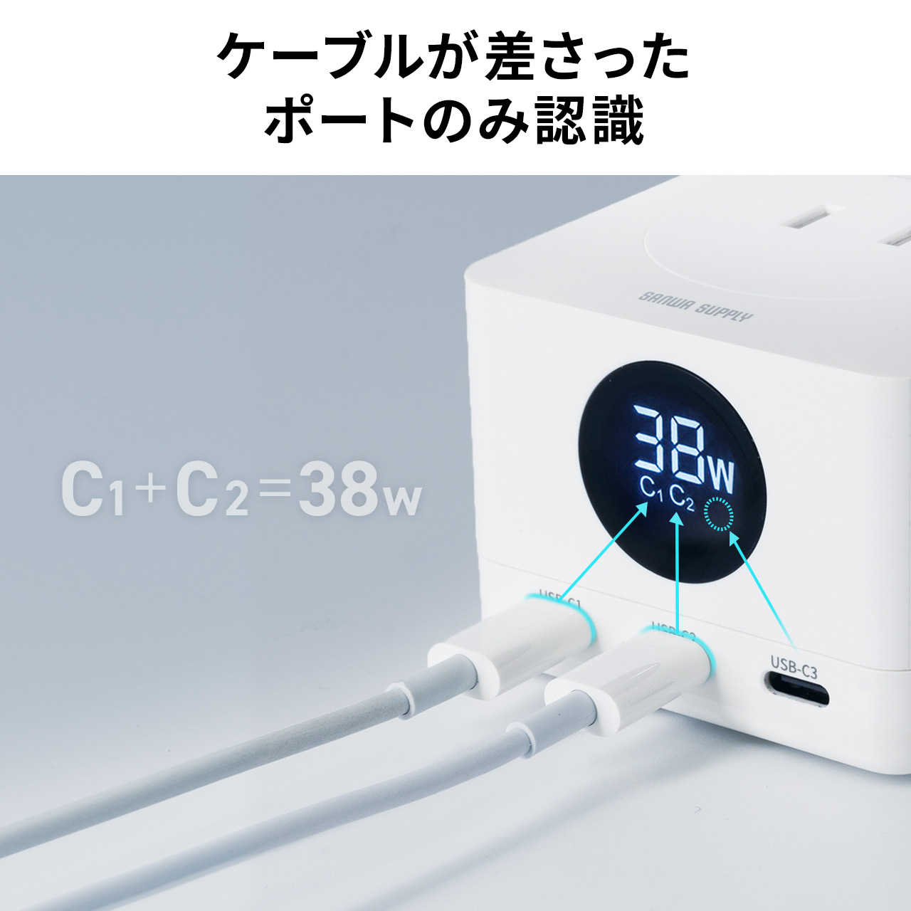 SANWA SUPPLY（サンワサプライ） 電源タップ 2m 3個口 USB タイプC