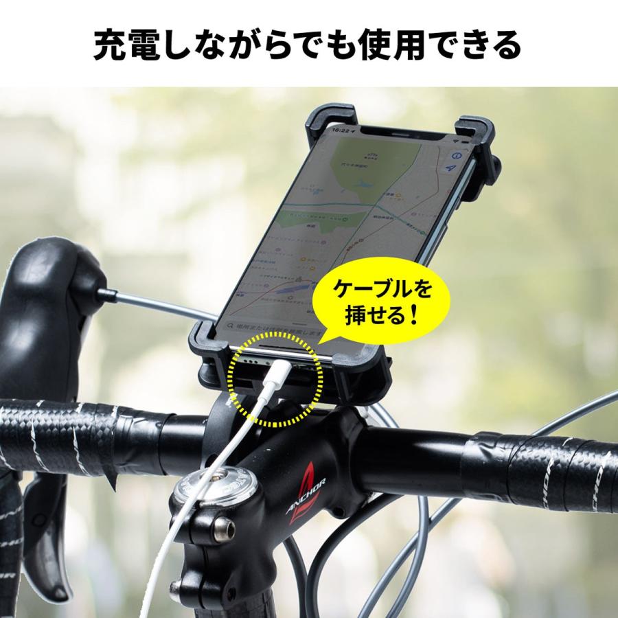 自転車 スマホホルダー 脱落防止 固定 携帯ホルダー iPhone スマートフォン 4から6.5インチ対応 360度回転 簡単着脱 ロードバイク 800-BYHLD003｜sanwadirect｜08