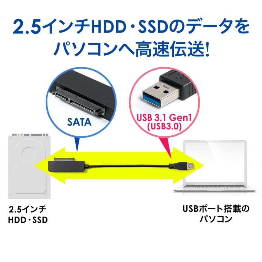SATA USB変換ケーブル 2.5インチ UASP対応 SSD HDD 800-TK030｜sanwadirect｜02
