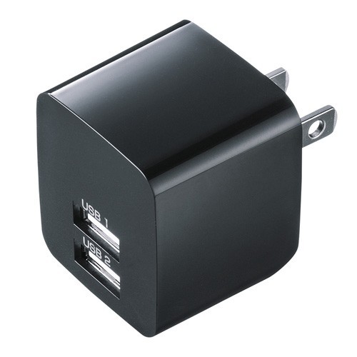 USB充電器 2ポート 2.4A 小型 ブラック（ACA-IP44BK）