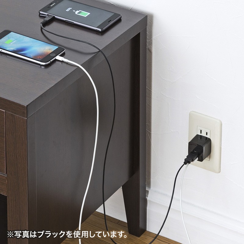 USB充電器 2ポート 2.4A 小型 ホワイ...の詳細画像2