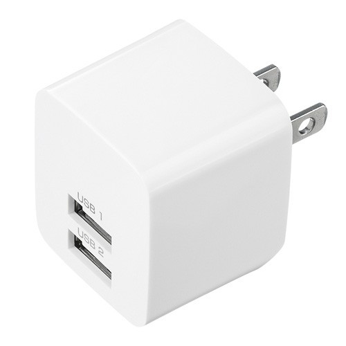 USB充電器 2ポート 2.4A 小型 ホワイト（ACA-IP44W）