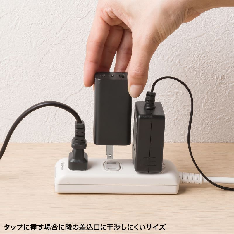 USB-C充電器 PD 充電器 65W USB-A & USB-C 3ポート GaN窒化ガリウム 折りたたみ式プラグ 急速充電 ノートパソコン ホワイト 複数ポート ACA-PD95BK｜sanwadirect｜11