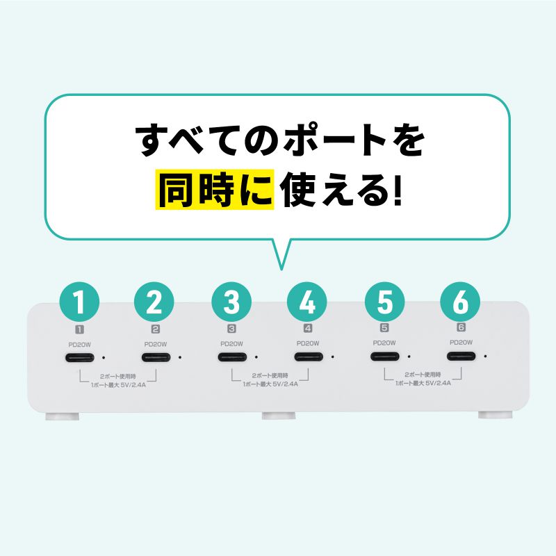 SANWA SUPPLY（サンワサプライ） USB充電器 Type-C 6ポート 合計72W