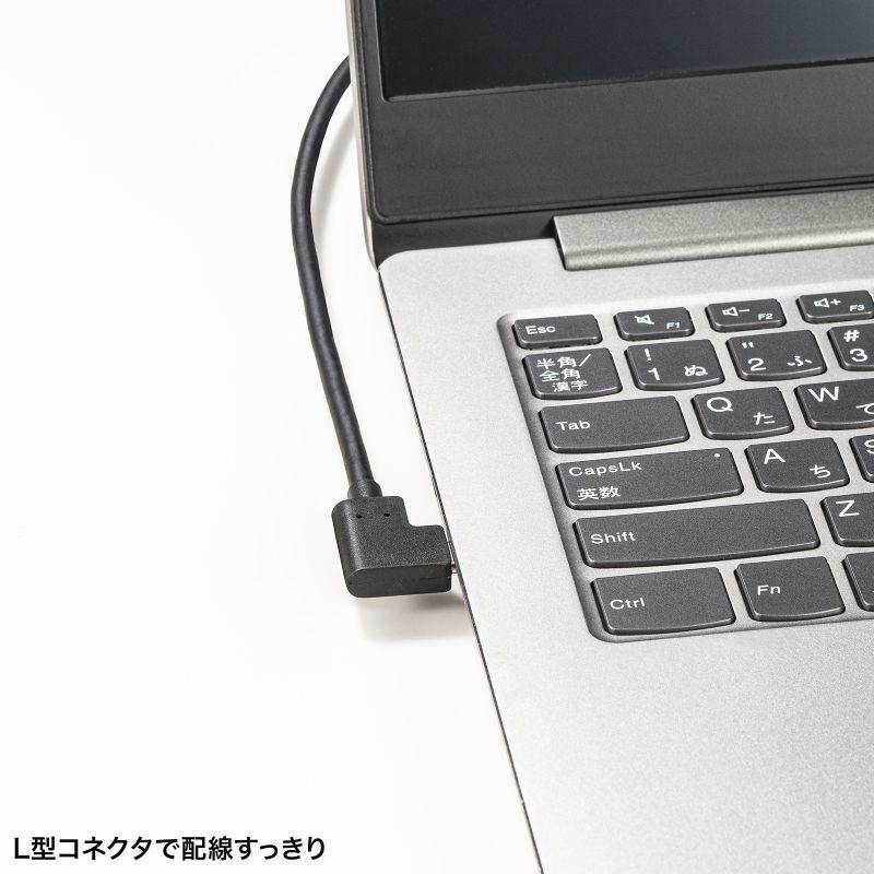 USB Type C-HDMI変換アダプタ 4K/30Hz L字 ケーブル長20cm ブラックAD-ALCHD02L｜sanwadirect｜07