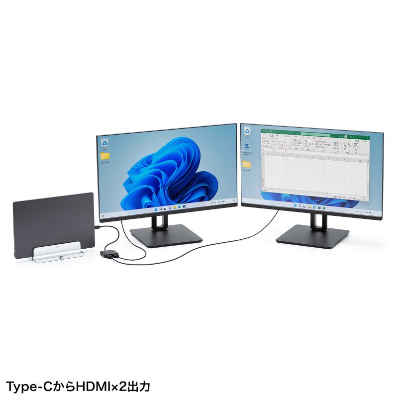 SANWA SUPPLY（サンワサプライ） USB-C HDMI 変換アダプタ 2画面 4K 