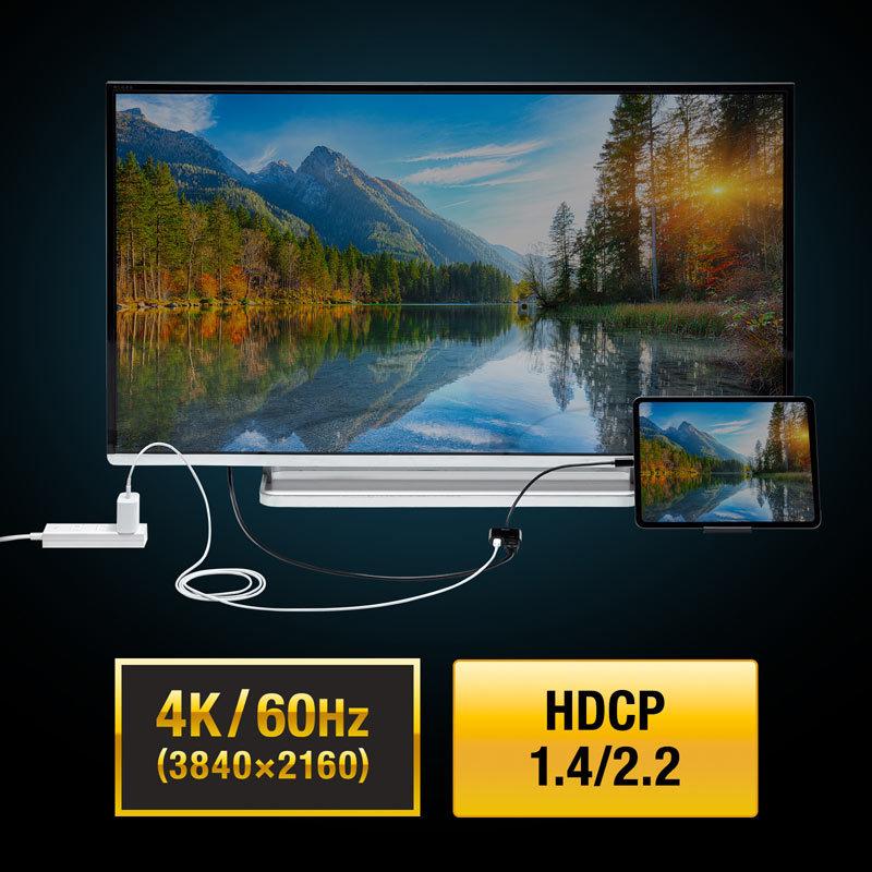 USB Type C-HDMI変換アダプタ 4K/60Hz/PD対応（AD-ALCPHDPD）｜sanwadirect｜04