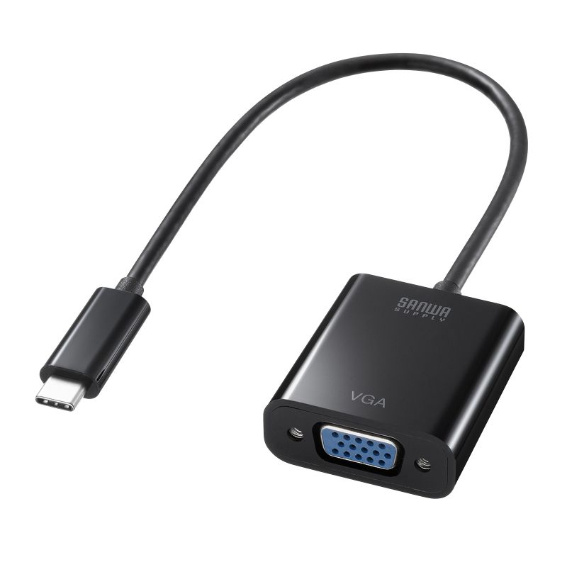 USB Type C VGA 変換アダプタ ケーブル一体型 ケーブル長20cm iPad Pro 対応 1080p DisplayPort  Alternate Mode 超小型 コンパクト ブラック AD-ALCV02 : ad-alcv02 : サンワダイレクト - 通販 -  Yahoo!ショッピング