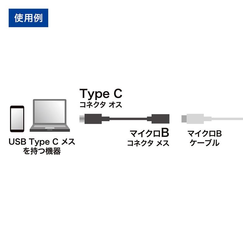 TypeC タイプC変換 ケーブル typeC オス - micro B メス 10cm（AD-USB25CMCB）｜sanwadirect｜04