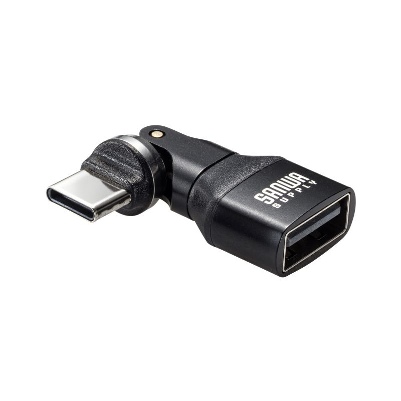USB A to C �ϊ��A�_�v�^ 540°��] �㉺���E �S�����Ή� L�� L�^ �R�l�N�^ USB2.0 Type-C�I�X-USB A���X �����ϊ� �u���b�N AD-USB37CAFBK