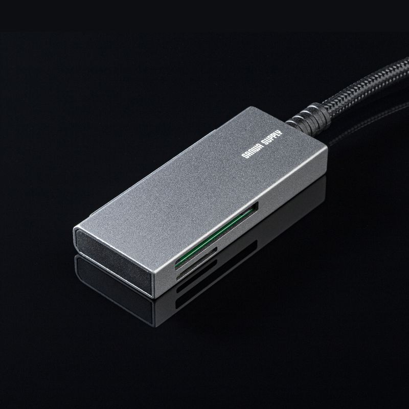 カードリーダー USB3.2 Gen1 メッシュケーブル SDカード microSDカード スリム コンパクト アルミ筐体 スーパースピードモード ADR-3MSD2S｜sanwadirect｜13