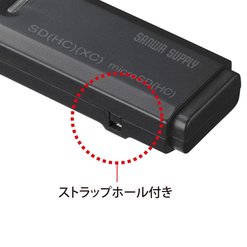 SDHCカードリーダー SD、microSD対応 ブラック（ADR-MSDU2BK）