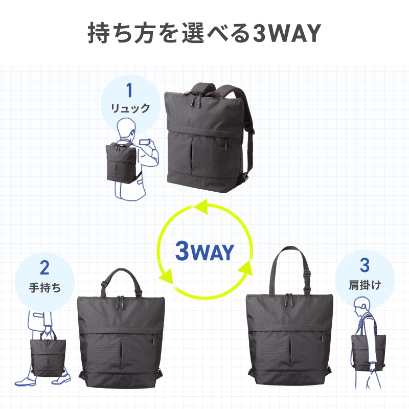 SANWA SUPPLY（サンワサプライ） 3WAYビジネストートバッグ リュック