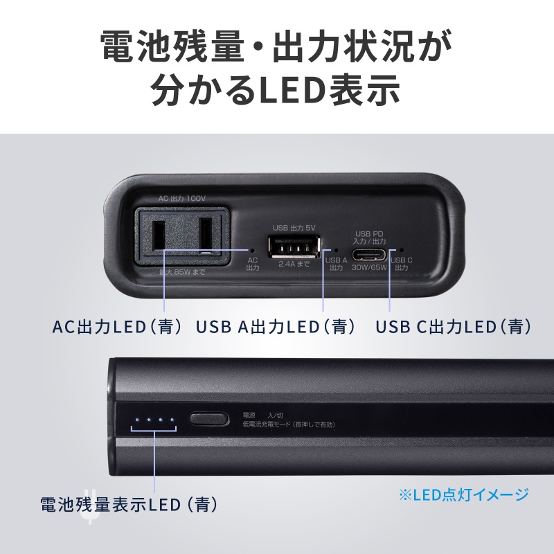 モバイルバッテリー AC出力対応 大容量 27500mAh 99Wh AC85W PD65W ノートパソコン コンセント USB充電 飛行機持ち込み可 旅行 ポタ電 ポータブル電源 BTL-RDC43の画像