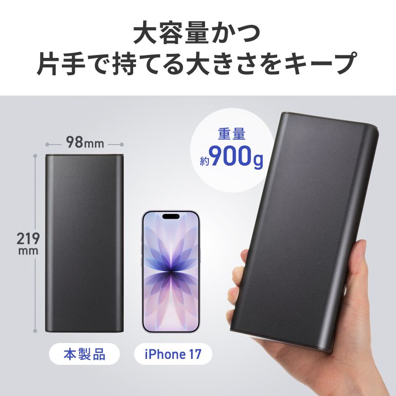 モバイルバッテリー AC出力対応 大容量 27500mAh 99Wh AC85W PD65W ノートパソコン コンセント USB充電 飛行機持ち込み可 旅行 ポタ電 ポータブル電源 BTL-RDC43の画像