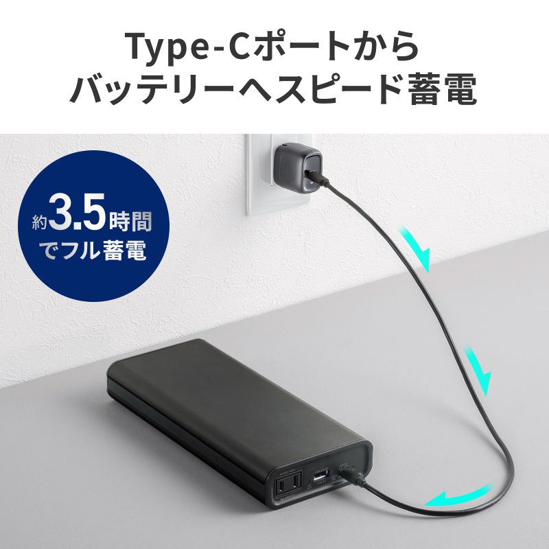 モバイルバッテリー AC出力対応 大容量 27500mAh 99Wh AC85W PD65W ノートパソコン コンセント USB充電 飛行機持ち込み可 旅行 ポタ電 ポータブル電源 BTL-RDC43の画像