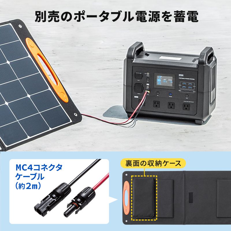 ポータブルソーラーパネル 200W ソーラーチャージャー ETFE 太陽光発電 耐久性 防水 防塵 耐候性 折り畳み式 防災 アウトドア 節電 BTL-SP2｜sanwadirect｜05