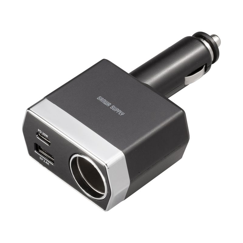 ソケット付き車載充電器 USB PD20W Type-C+USB A（CAR-CHR81CPD）｜sanwadirect