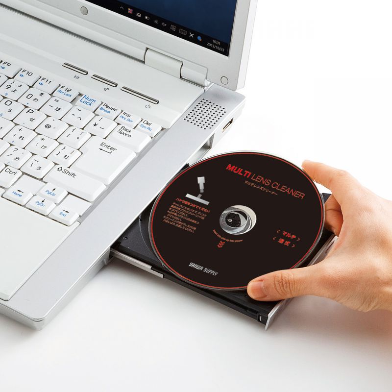 マルチレンズクリーナー 湿式 CD DVD ブルーレイ 強力クリーニング 深刻なトラブル 音飛び 静電気除去 オートスタート機能 クリーニングブラシ CD-MDWN｜sanwadirect