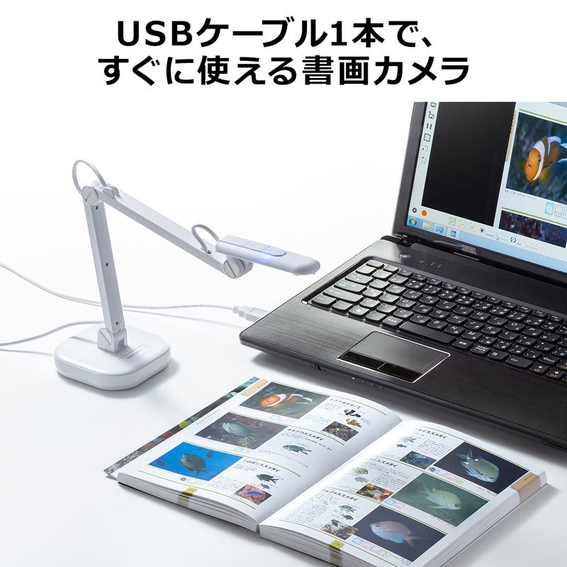 USB書画カメラ 高画質 800万画素 A3対応 LEDライト（CMS-V46W）｜sanwadirect｜04