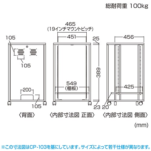 サーバーラック 19インチ 8U 小型 ラックマウント HUB ルーター HDD NAS ネットワーク機器 収納 鍵付き 奥行60cm（CP-101）｜sanwadirect｜03