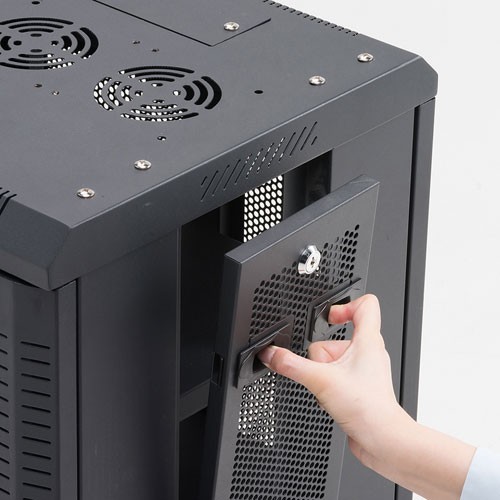 SANWA SUPPLY サーバーラック タワー型 全面メッシュ 鍵付き 棚