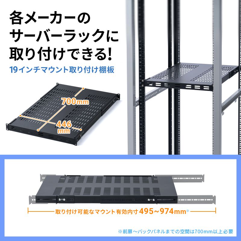 SANWA SUPPLY（サンワサプライ） 19インチマウント用取り付け棚板