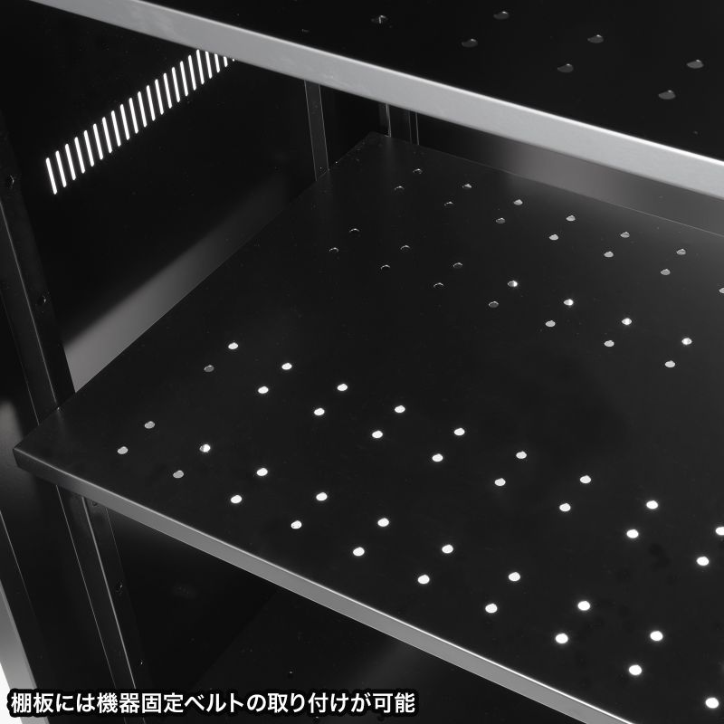 機器収納ラック 棚板×3枚 鍵付き 幅70×奥行き60×高さ100cm 音響機器 サーバー NAS HDD 制御機器 CP-SVNAMULT7BKの画像