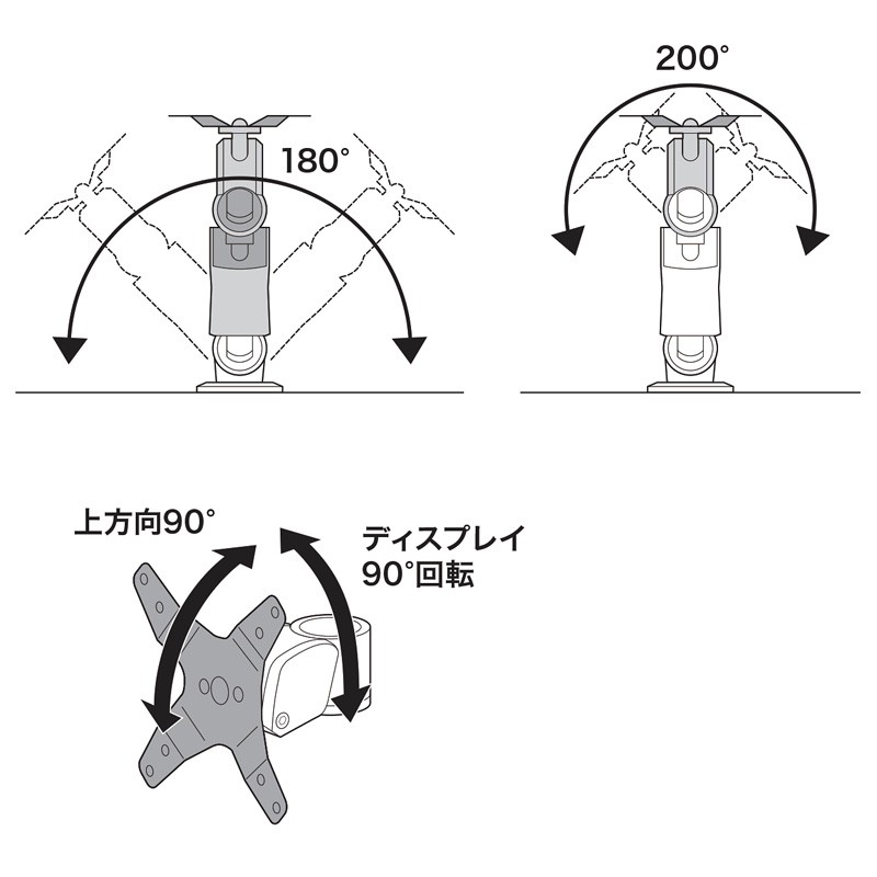 垂直液晶モニターアーム 壁面用（CR-LA1004N） : cr-la1004n : サンワ