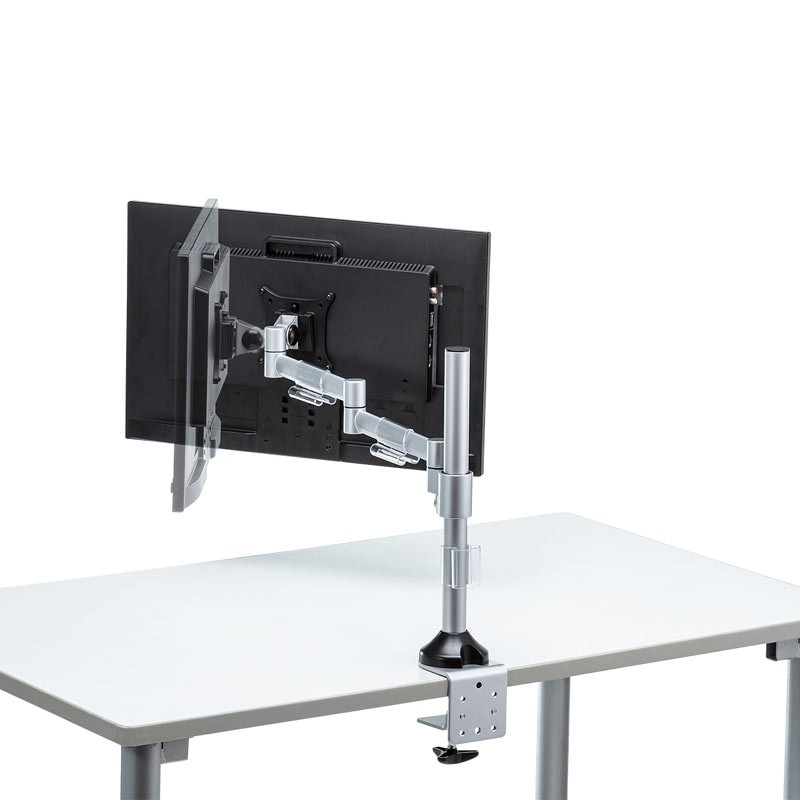 クランプ式モニターアーム シルバー SANWA SUPPLY（サンワサプライ） モニターアーム 32インチ対応