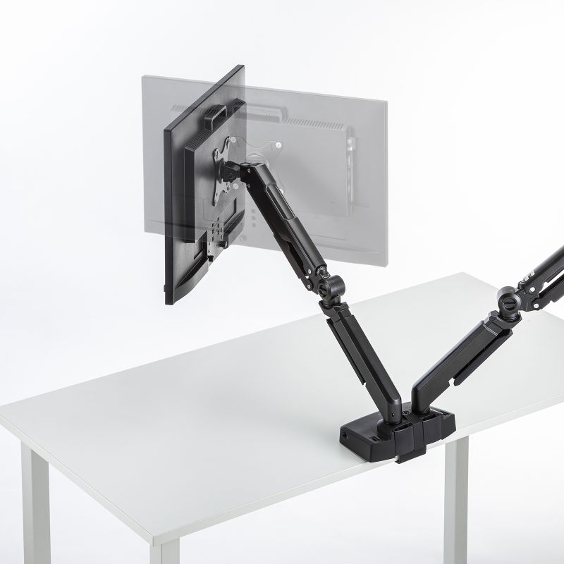 Amazon.co.jp: viozonモニター/ラップトップマウント、2-in-1調整可能デュアルモニターアーム デスクスタンド、ラップトップトレイ 付きシングルガススプリングアーム、12-17