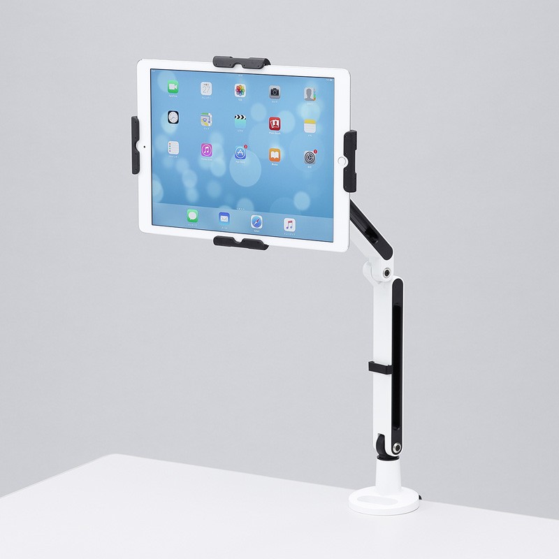 iPadスタンド タブレットスタンド タブレットホルダー アームスタンド 11〜13インチ クランプ式 1関節（CR-LATAB24）｜sanwadirect