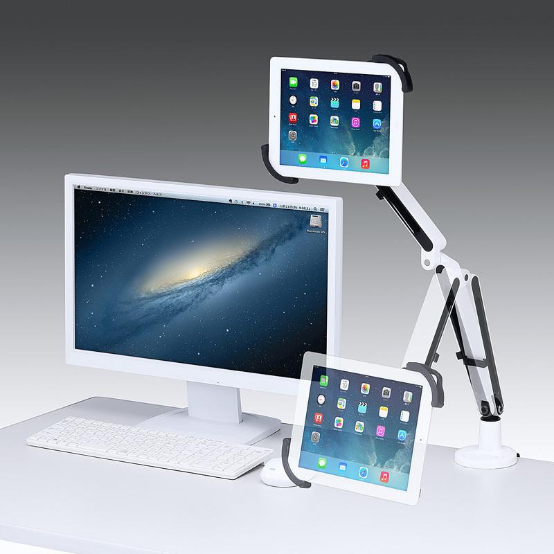 iPadスタンド タブレットスタンド タブレットホルダー アームスタンド 2本アーム 角度調整 クランプ式 （CR-LATAB9）｜sanwadirect｜14