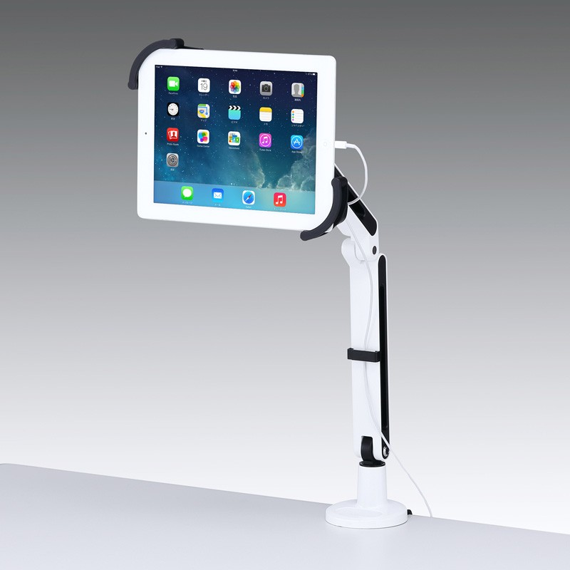 iPadスタンド タブレットスタンド タブレットホルダー アームスタンド 2本アーム 角度調整 クランプ式 （CR-LATAB9）｜sanwadirect