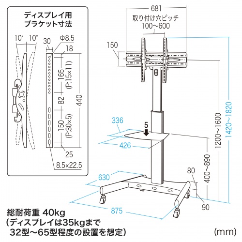 超美品！　サンワサプライ テレビスタンド VESA CR-PL35BK 送料無料 テレビスタンド（ディスプレイスタンド・32型/40型/43型/49型/50