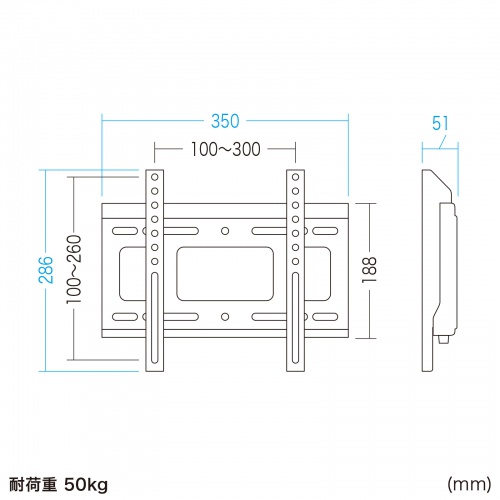 テレビ壁掛け金具 43インチ対応 壁面固定式 耐荷重50Kg VESA規格CR-PLKG17BK｜sanwadirect｜02