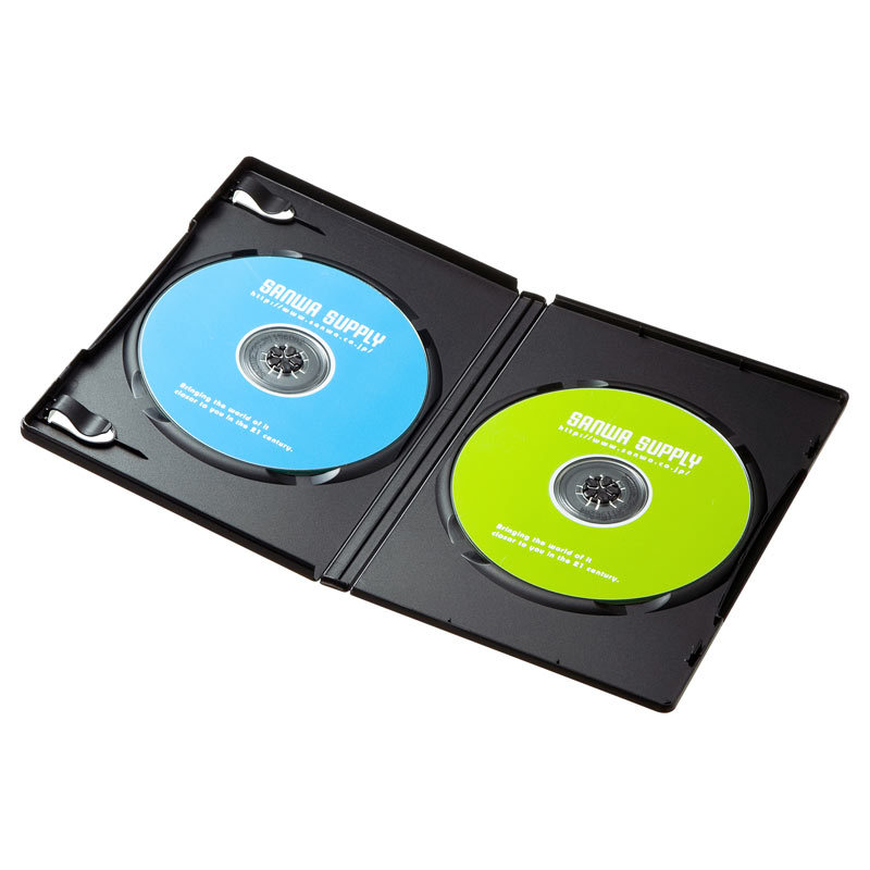 DVDトールケース 2枚収納 3枚セット ブラック（DVD-TN2-03BKN）