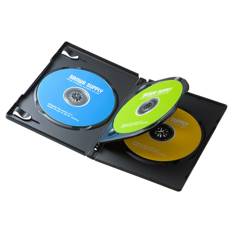DVDトールケース 3枚収納 3枚セット ブラック（DVD-TN3-03BKN）