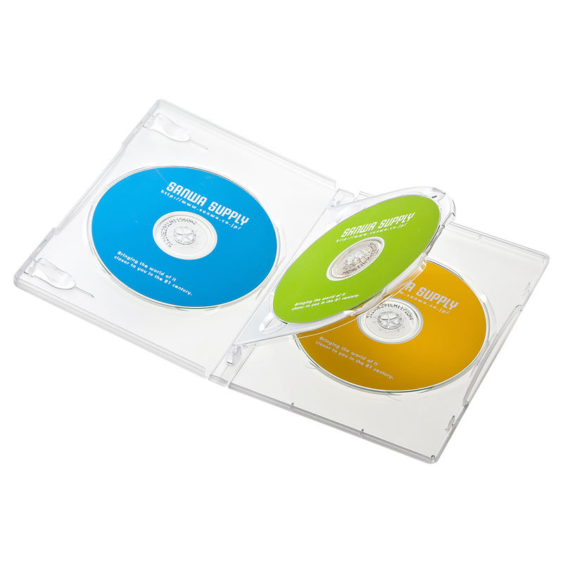 DVDトールケース 3枚収納 10枚セット クリア（DVD-TN3-10CL）｜sanwadirect