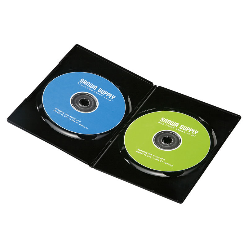 スリムDVDトールケース 2枚収納 10枚セット ブラック（DVD-TU2-10BKN）｜sanwadirect