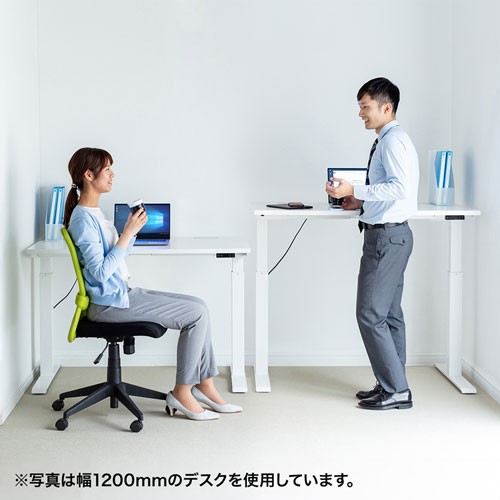 e電動昇降デスク スタンディングデスク メモリー機能 W1600×D700 ホワイト（ERD-E16070W）_1